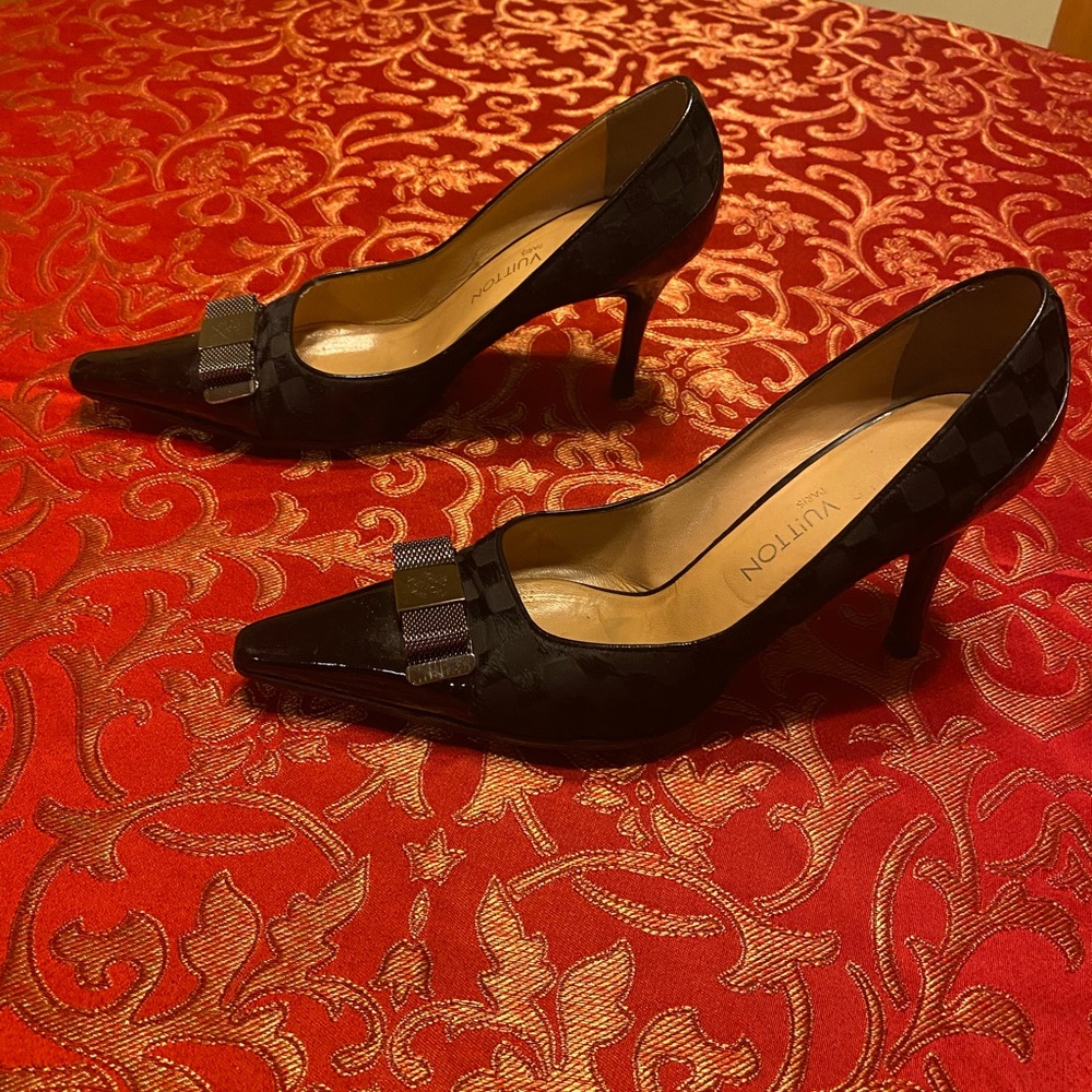 Louis Vuitton Black Checkered Heels